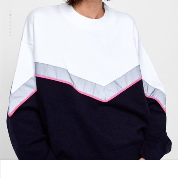 Zara Reflective Colorblock Pullover Sweatshirt - Picture 1 of 8